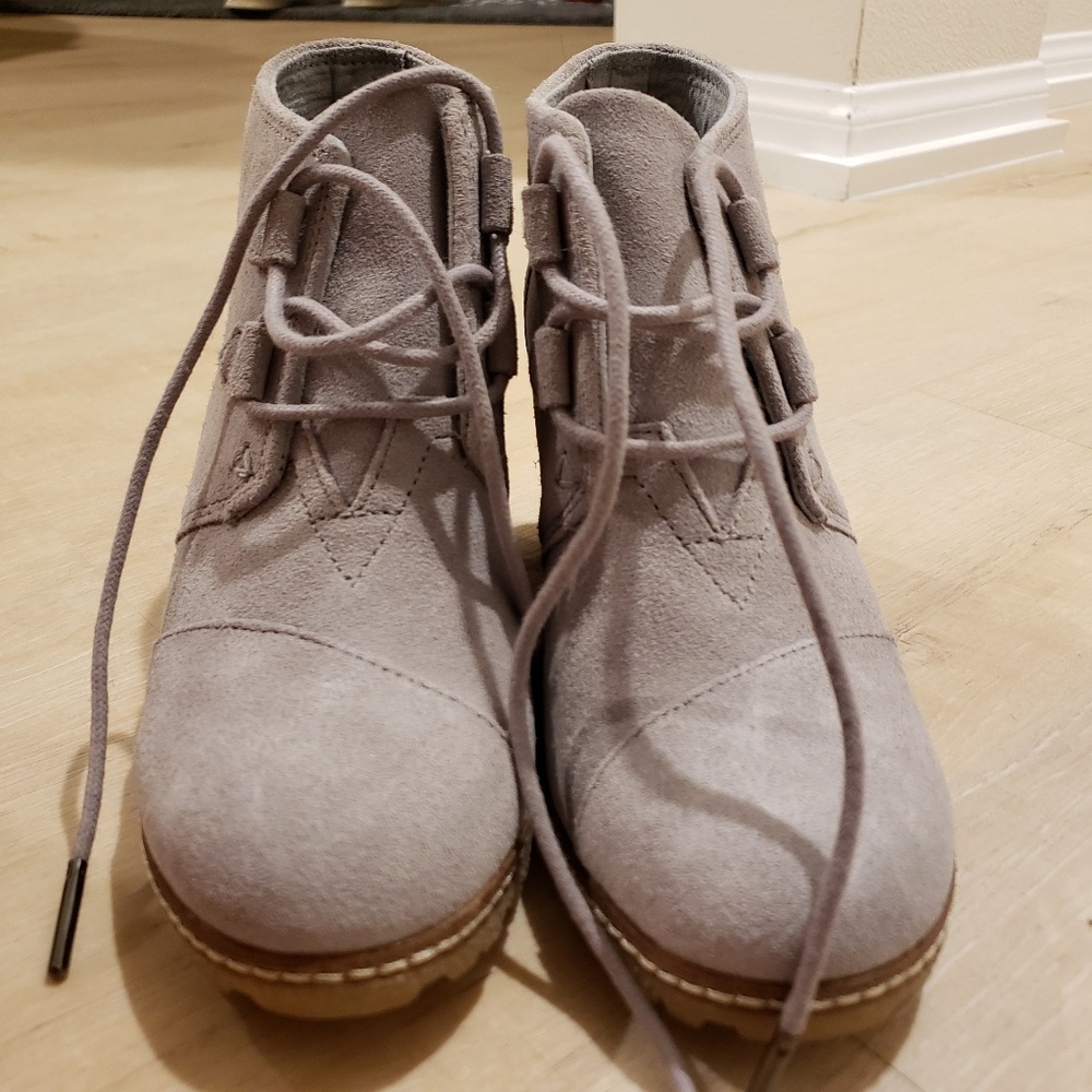 Toms Lace up wedge booties shoes